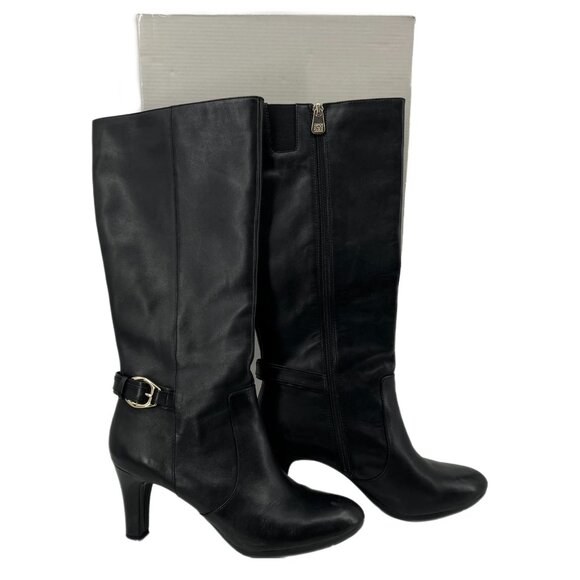 Anne Klein Black Heeled Boots | Size 8.5 with Cone Heel - Picture 1 of 10